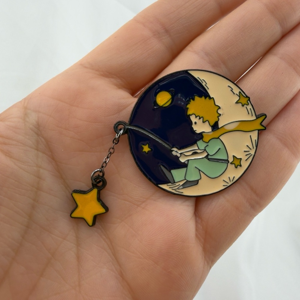 Little Prince Star Enamel Pin - Blue and Yellow